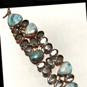 Elegant Blue Larimar and Blue Topaz in Copper Bracelet